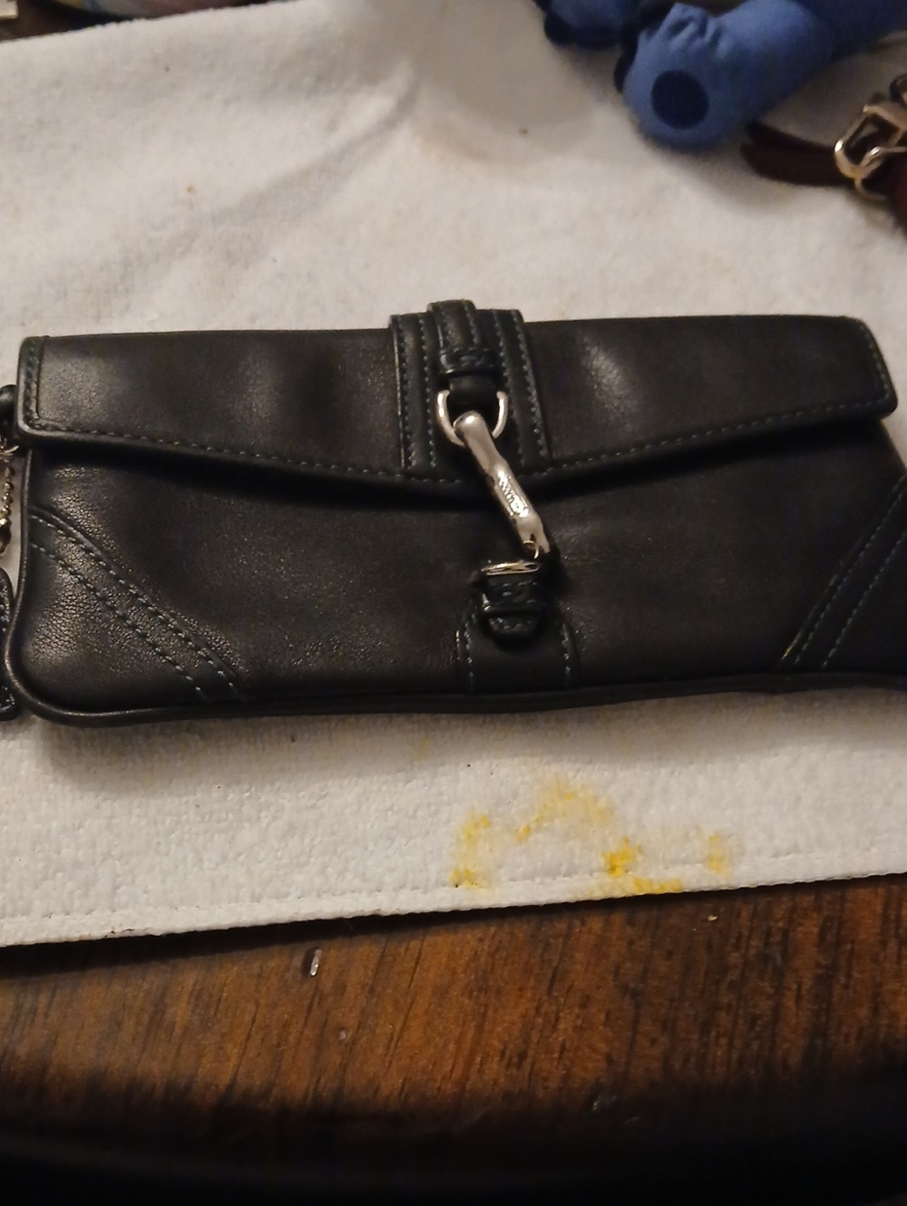 Coach Black Leather Clutch Wallet with Silver Hardware